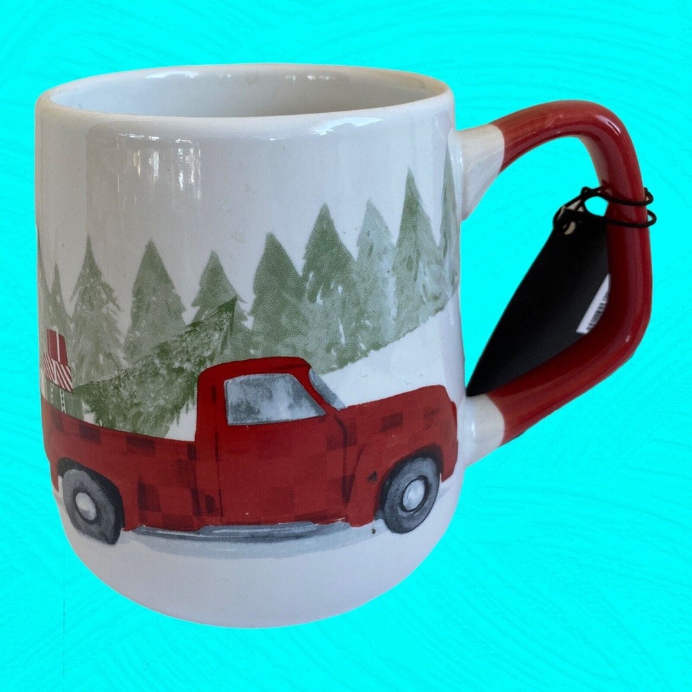Red Pickup Truck Christmas Coffee Mug Holiday Camper Christmas Tree Large Cup